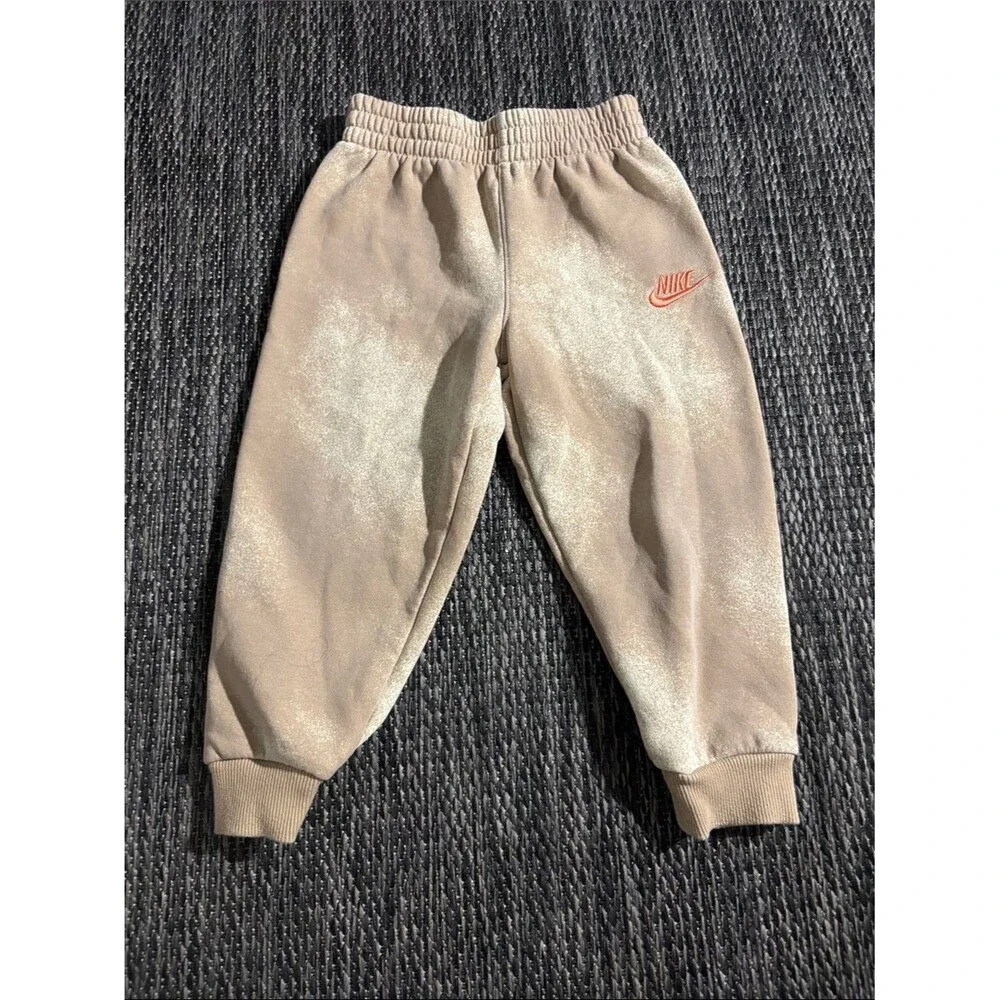 Nike Kids Fleece Sportswear Joggers Beige Brown Tie Dye Size 4T